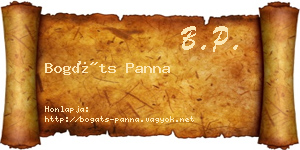 Bogáts Panna névjegykártya